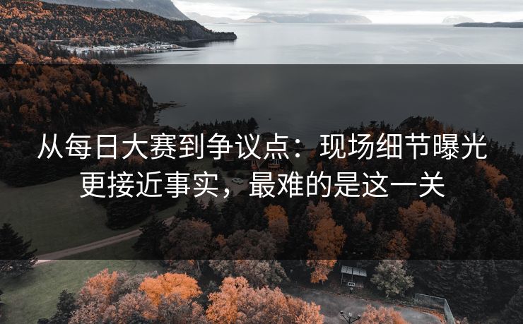 从每日大赛到争议点：现场细节曝光更接近事实，最难的是这一关