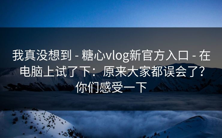 我真没想到 - 糖心vlog新官方入口 - 在电脑上试了下：原来大家都误会了？你们感受一下